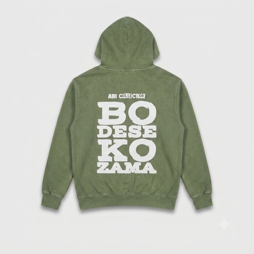 ABR Store BDKZ Signature Streetwear Hoodie in washed green, unisex design, with a comfortable fit and casual style.