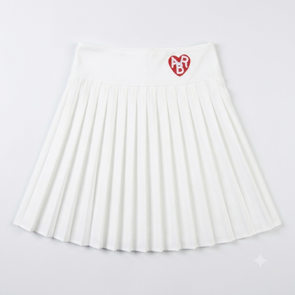 White pleated skirt from ABR Store, stylish and lightweight with a classic pleated design perfect for casual or dressy occasions.