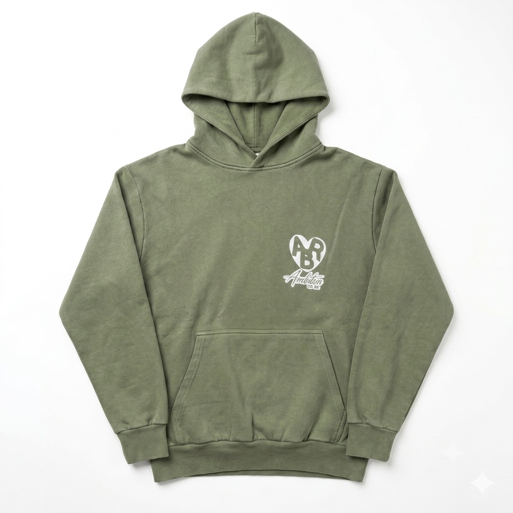 ABR Store BDKZ Signature Streetwear Hoodie in washed green, unisex design with a relaxed fit and comfortable fabric.