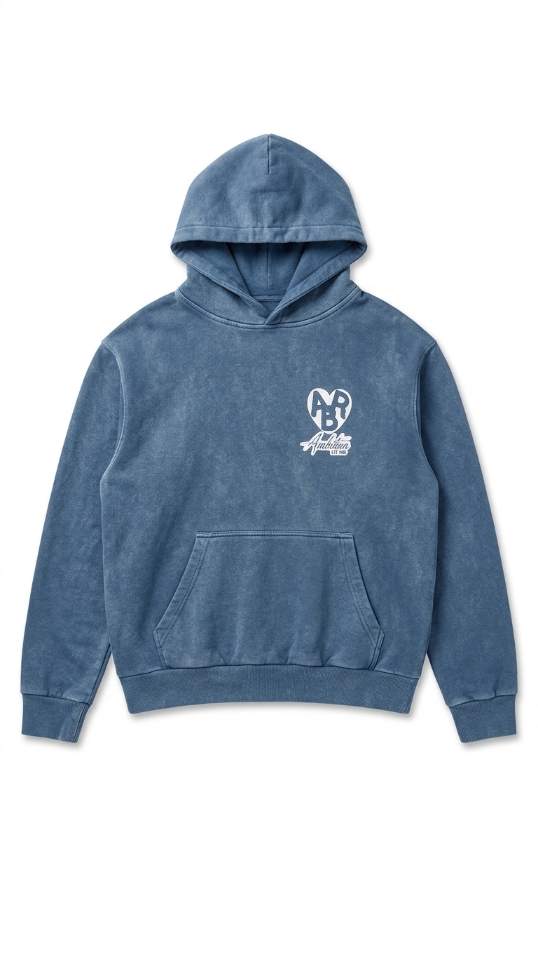 BDKZ Signature Streetwear Hoodie – Comfortable Unisex Design (Washed Blue)