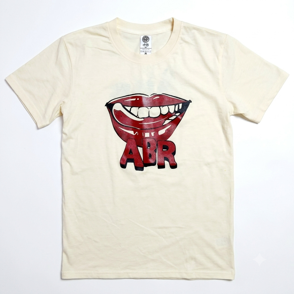 White T-shirt featuring ABR Lips Butter graphic design, casual fit, and soft fabric from ABR Store.
