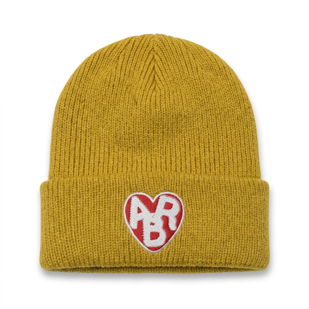 Gray ABR Beanie from The ABR Store, soft knit fabric with a folded brim and embroidered logo for a casual winter look.