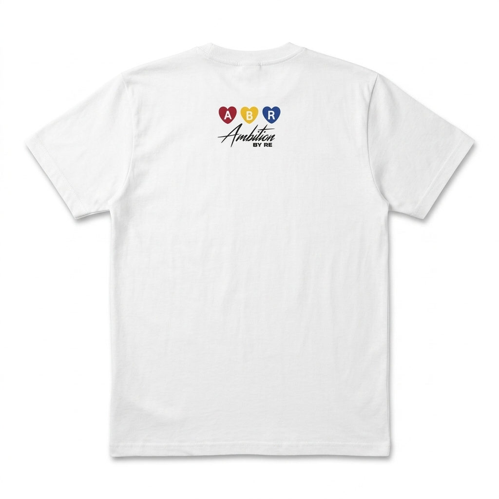 White ABR 3 Hearts T-shirt from ABR Store featuring a casual fit and graphic heart design on the front.
